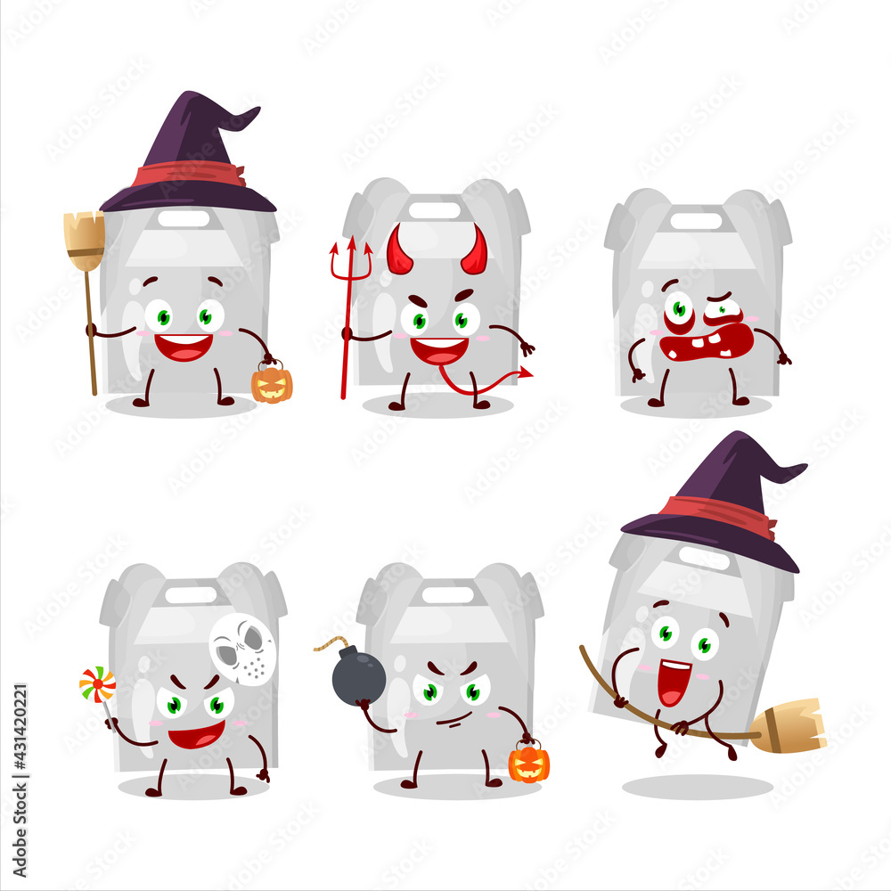Halloween expression emoticons with cartoon character of food bag Halloween expression emoticons with cartoon character of food bag