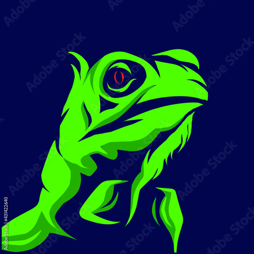 Iguana lizard Line. Pop Art logo. Colorful design with dark background. Abstract vector illustration