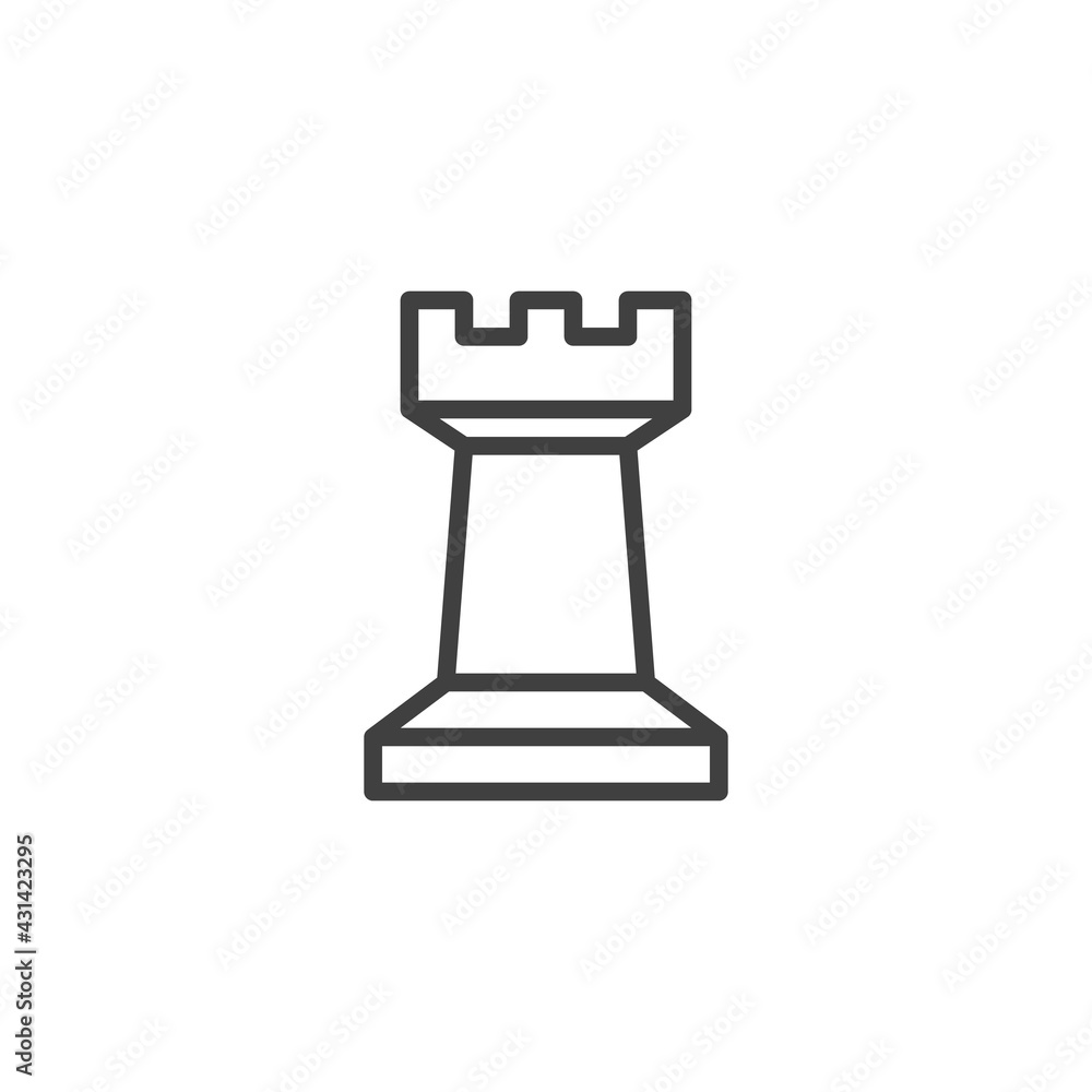 Chess rook piece line icon Chess rook piece line icon