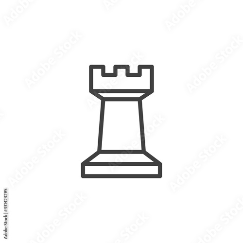 Chess rook piece line icon
