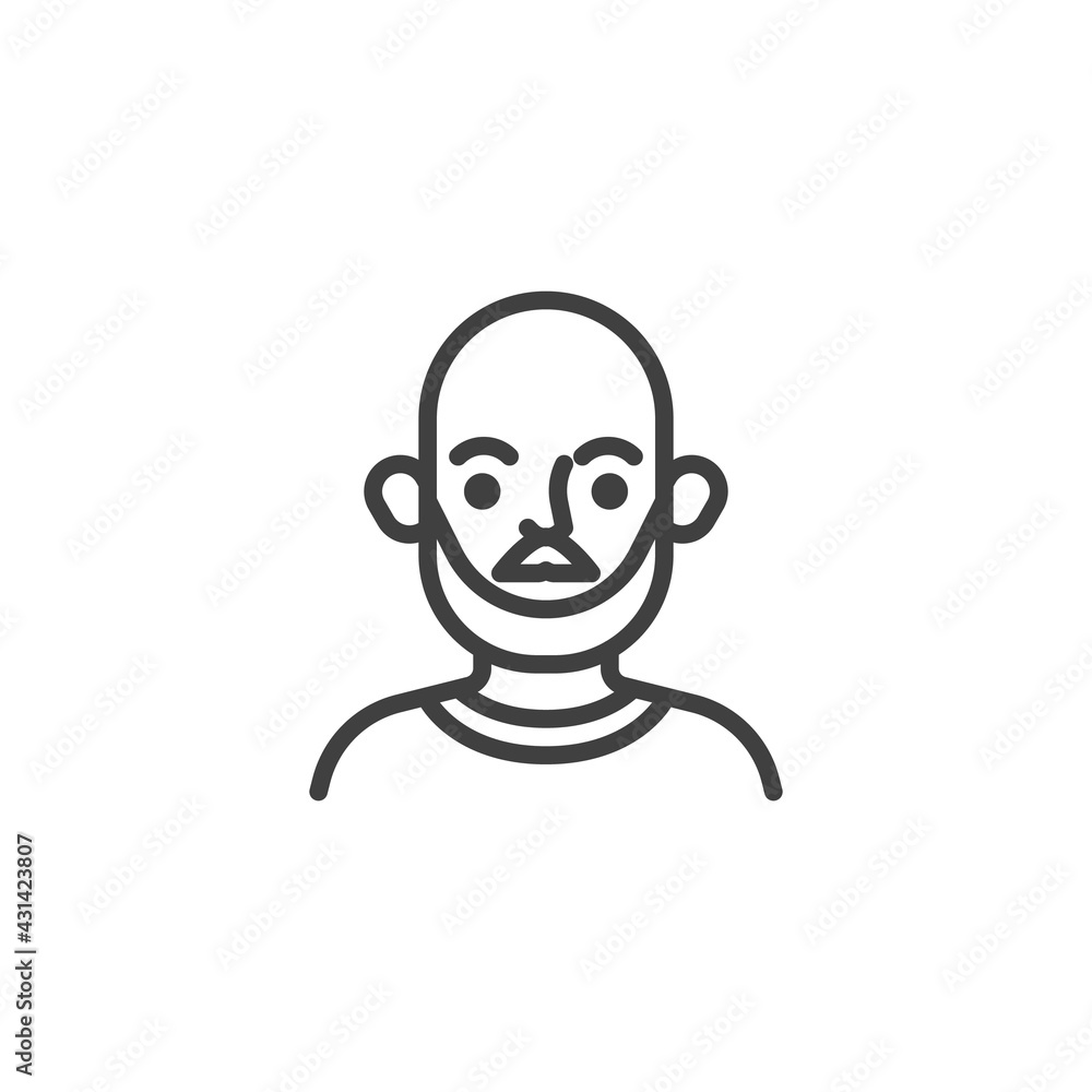 Bald man avatar line icon Bald man avatar line icon
