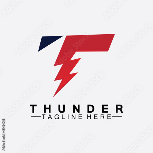 Free Download Letter T Thunder electric lightning logo vector illustration design.Flash T Letter Logo, Electrical Bolt Logo Vector - GFXLoad