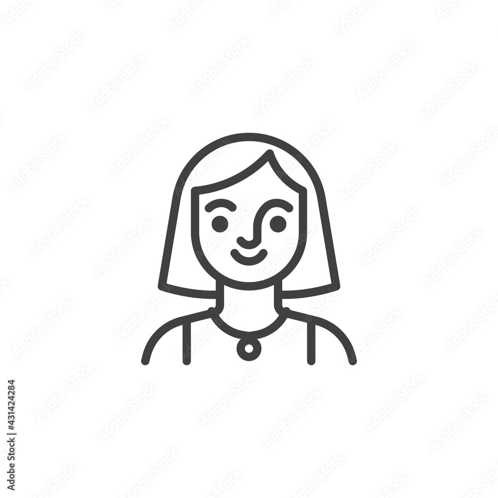Smiling girl avatar line icon. Smiling girl avatar line icon.