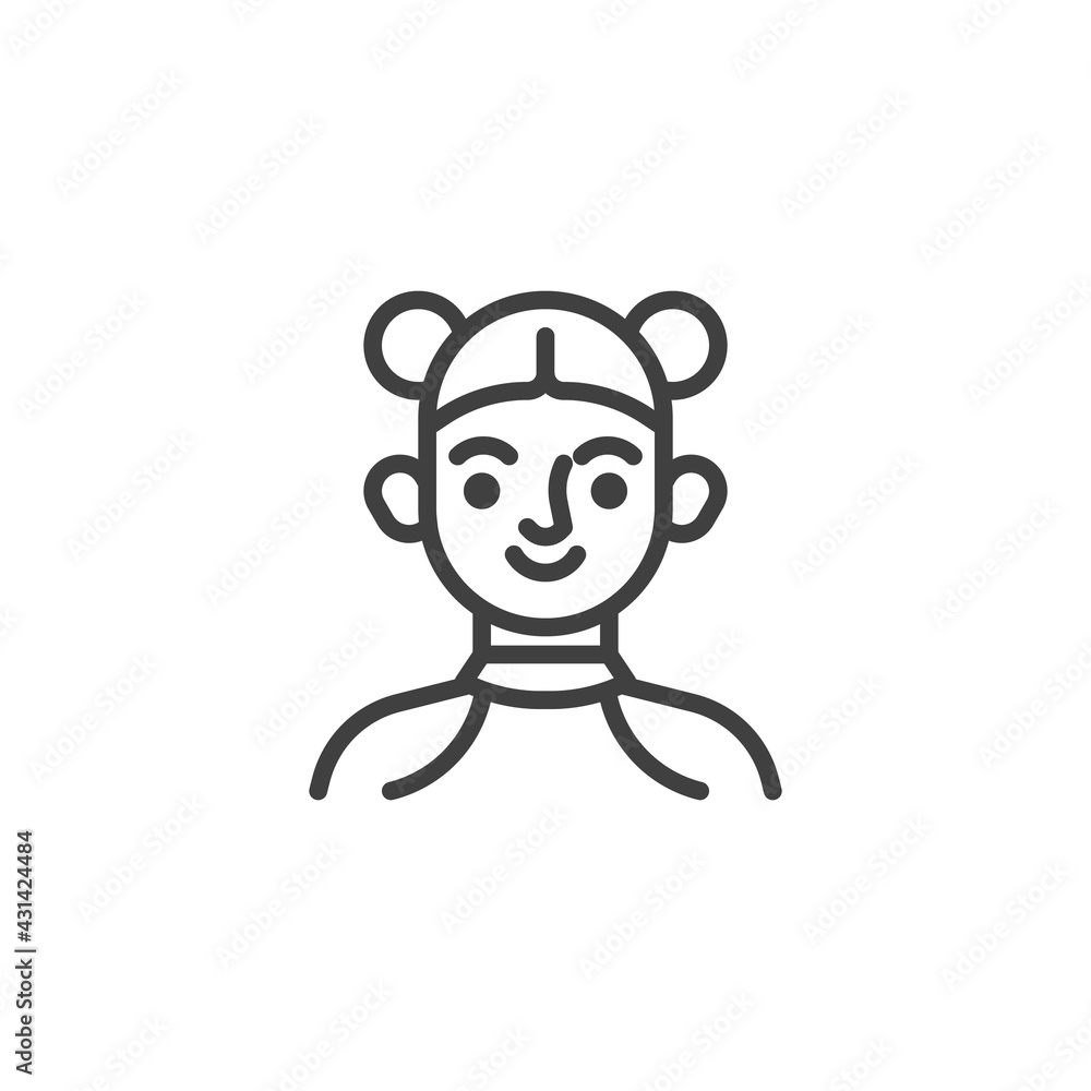 Smiling girl avatar line icon Smiling girl avatar line icon