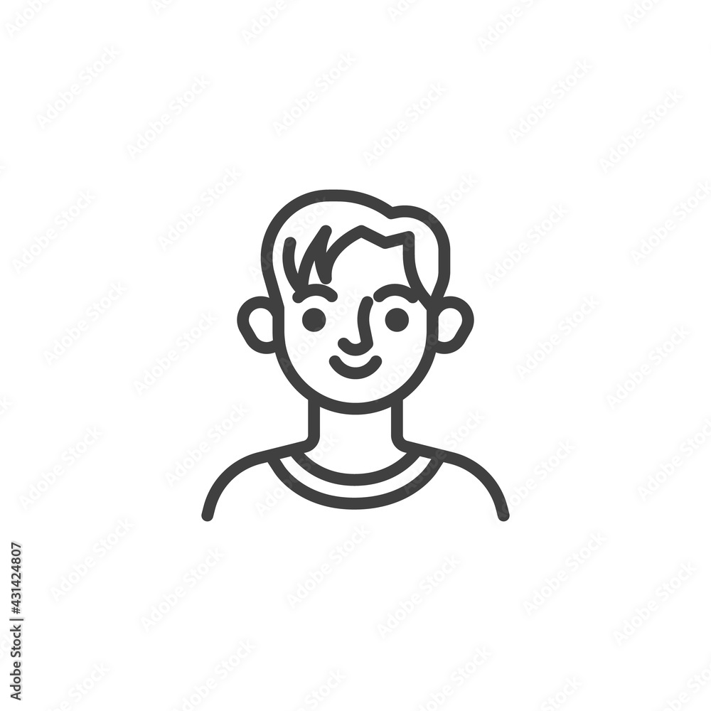 Young man hairstyle line icon
