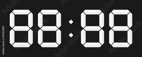 set of vector white digital numbers on black background