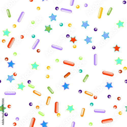 Sprinkles grainy. Seamless Pattern. Cupcake donuts