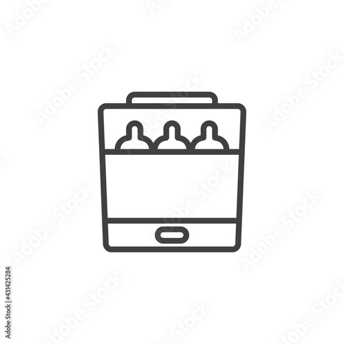 Baby bottle warmer line icon