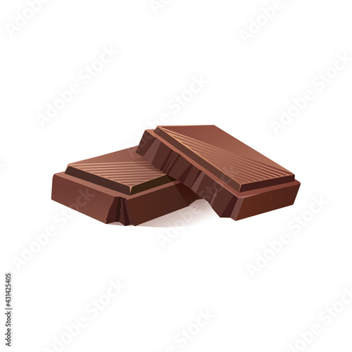 Two slices of milk chocolate. Vector illustration on a white background.
