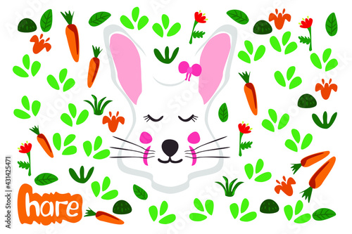 doodles cute animals collection rabbit with carrot cute sticker