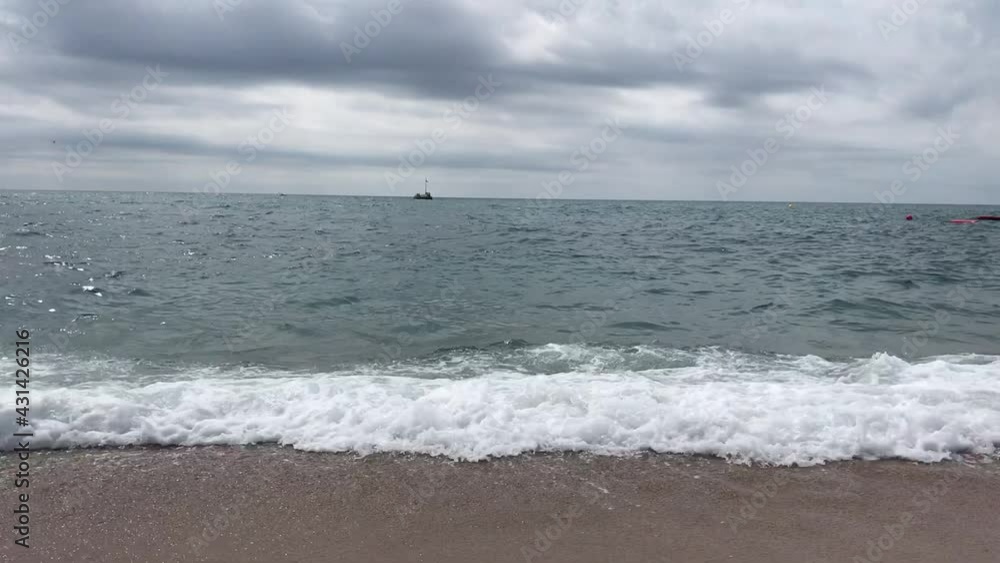 Mediterranean sea, August, sunny day, waves, ship Mediterranean sea, August, sunny day, waves, ship
