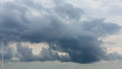 Fototapeta Naklejka Na Ścianę i Meble -  View of grey cloudy summer sky before rain. Nature background. High quality photo