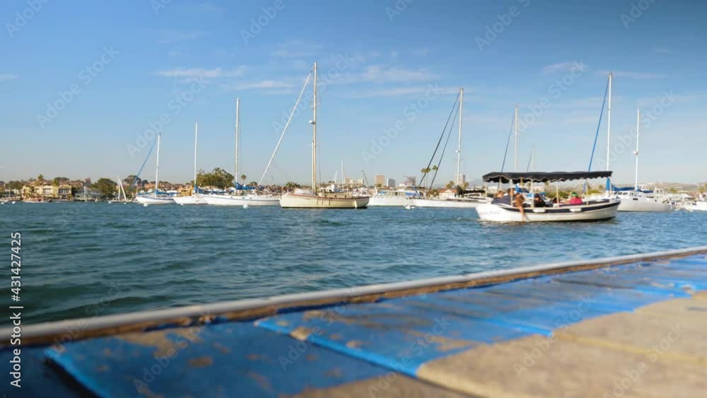 Boat with tourists at Newport beach. Boat with tourists at Newport beach.