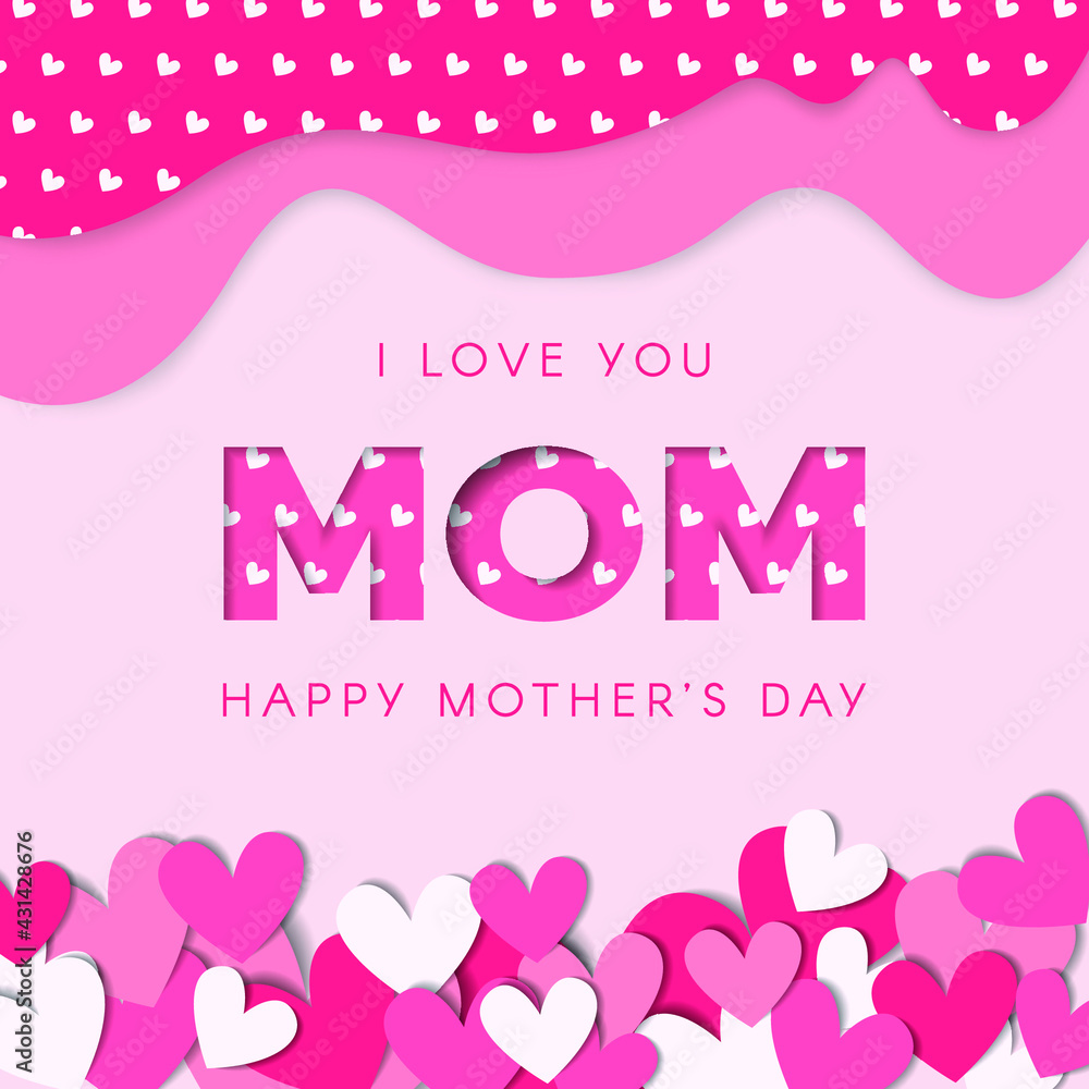 Happy Mother's day vector with hearts Happy Mother's day vector with hearts