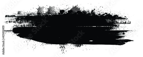 Splatter Paint Texture . Distress Grunge background . Scratch, Grain, Noise rectangle stamp . Black Spray Blot of Ink.Place illustration Over any Object to Create Grungy Effect .abstract vector.