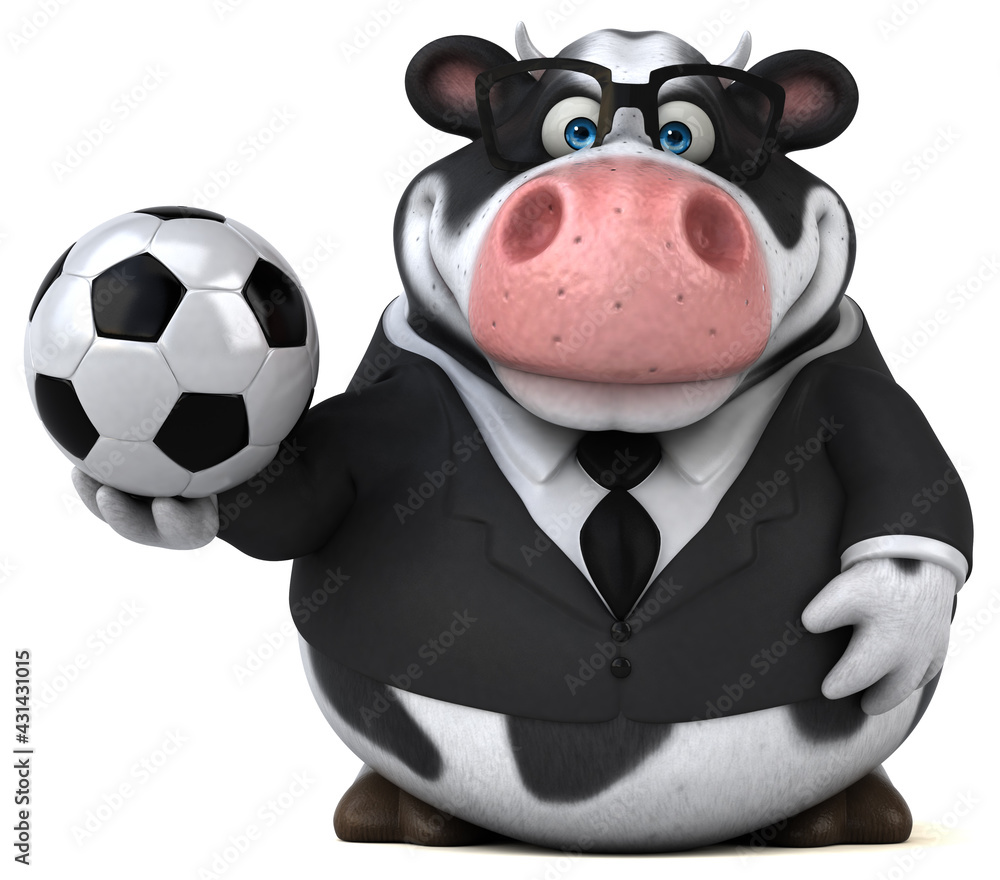 Naklejka premium Fun cow - 3D Illustration