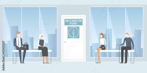 Vaccination point in hospital. Vector illustration.
