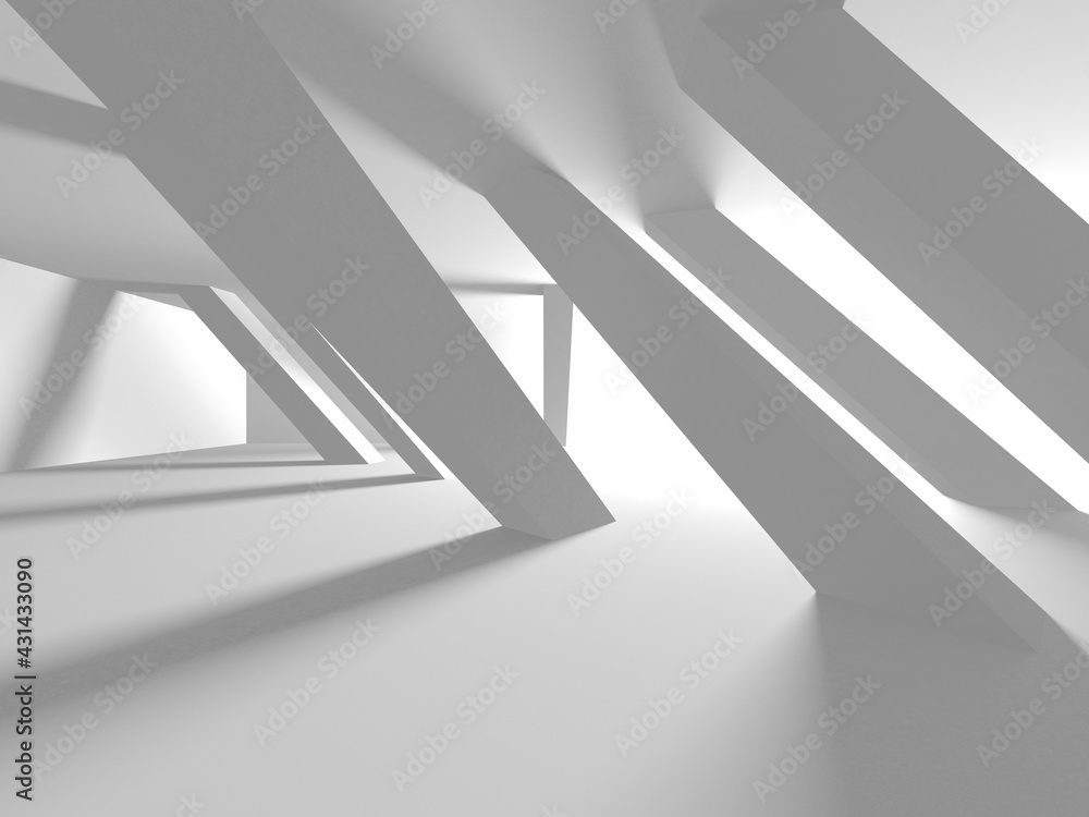Fototapeta premium Illuminated corridor interior design. Empty Room Interior Background