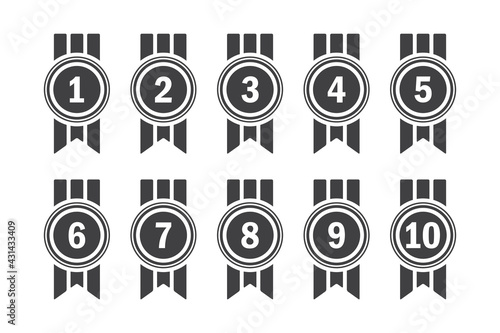 ranking with number order, medal ornament design, set collection vector graphic