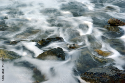 Turbulence sea water and rock at Coastline