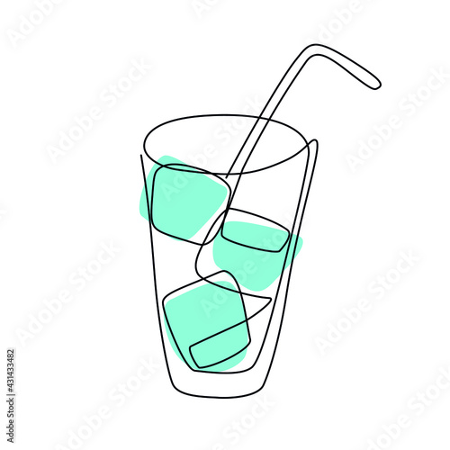 glass of water isolated on white one line