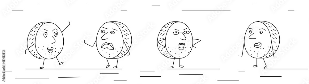 Vector memes. Made in black and white style. Emotional stickers