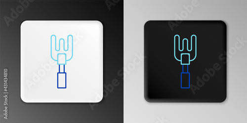 Line Garden rake icon isolated on grey background. Tool for horticulture, agriculture, farming. Ground cultivator. Housekeeping equipment. Colorful outline concept. Vector
