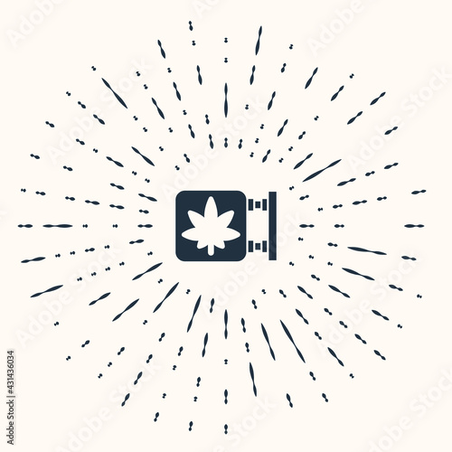 Grey Marijuana and cannabis store icon isolated on beige background. Equipment and accessories for smoking, storing medical cannabis. Abstract circle random dots. Vector Illustration