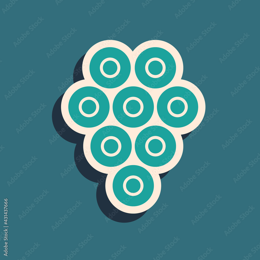 Green Caviar icon isolated on green background. Long shadow style. Vector.