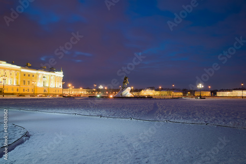 February evening on the Senate Square. Saint-Petersburg, Russia