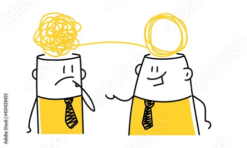 Meeting of stick figures.