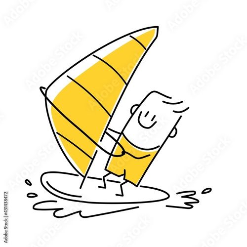 Stickman riding a wave.