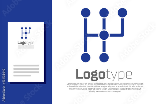 Blue Gear shifter icon isolated on white background. Transmission icon. Logo design template element. Vector