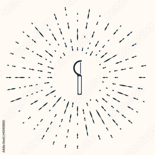 Grey Dental floss icon isolated on beige background. Abstract circle random dots. Vector