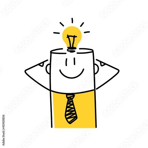 Stickman with light bulb in a head.