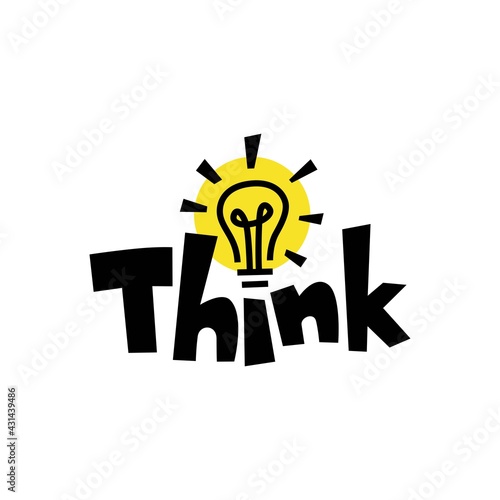 think word mark bulb lamp idea smart quote logo vector icon illustration