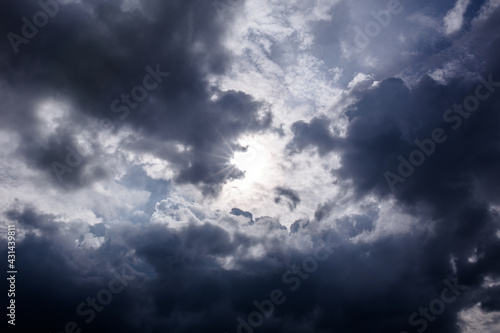 Blue sky and clouds before raining with space for add text above. picture background website or art work design. freedom with sky.