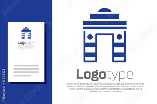 Blue India Gate in New Delhi, India icon isolated on white background. Gate way of India Mumbai. Logo design template element. Vector