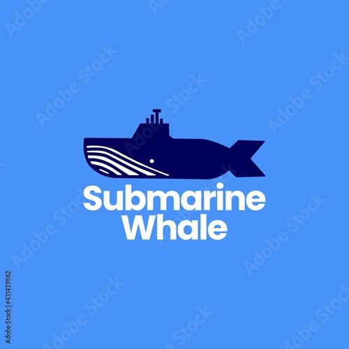 submarine whale humpback logo vector icon illustration