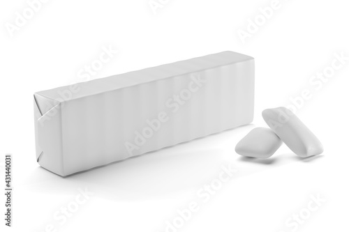 Fotografie Pack of bubble gum isolated on white. 3D rendering.