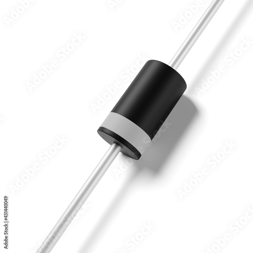 Rectifier diode isolated on white background. 3D rendering.