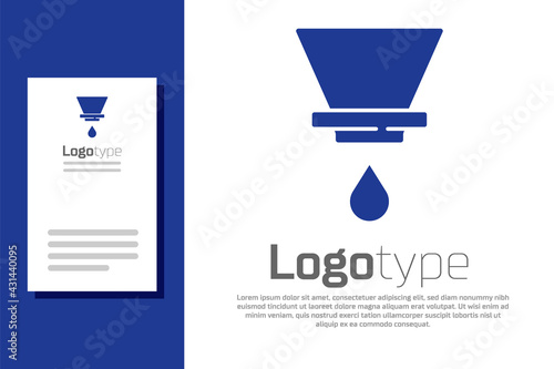 Blue V60 coffee maker icon isolated on white background. Logo design template element. Vector