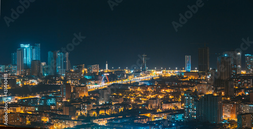 Batumi  Adjara  Georgia. Aerial View Of Urban Cityscape Skyline At Night