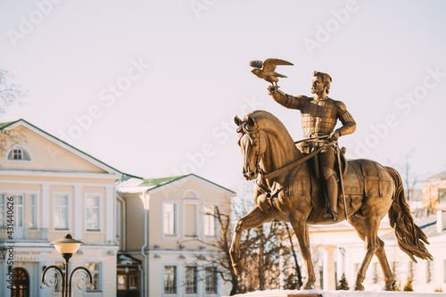 Vitebsk, Belarus. Monument To Algirdas With Falcon In Hand. Close Up Detail photo