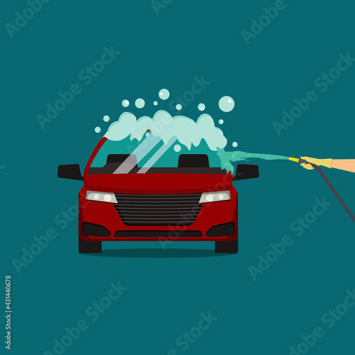 nice car wash, flat design premium vector illustration