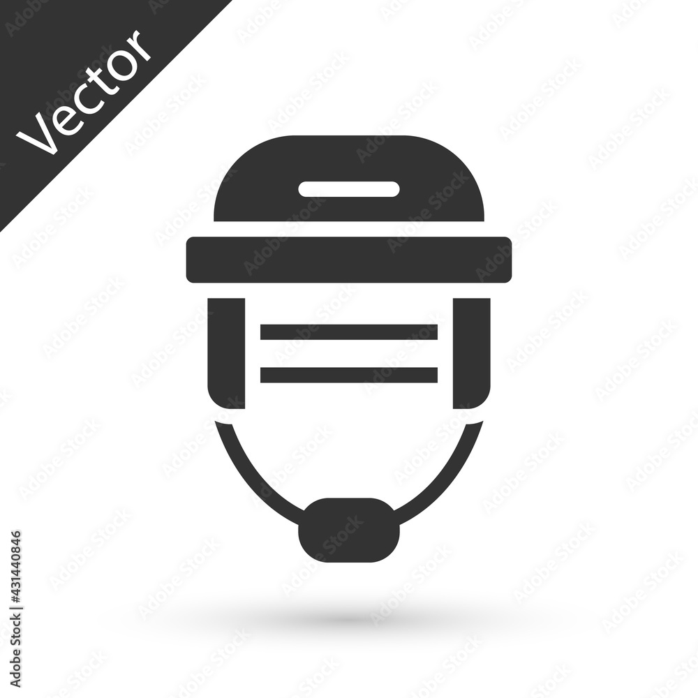 Grey Hockey helmet icon isolated on white background. Vector Grey Hockey helmet icon isolated on white background. Vector