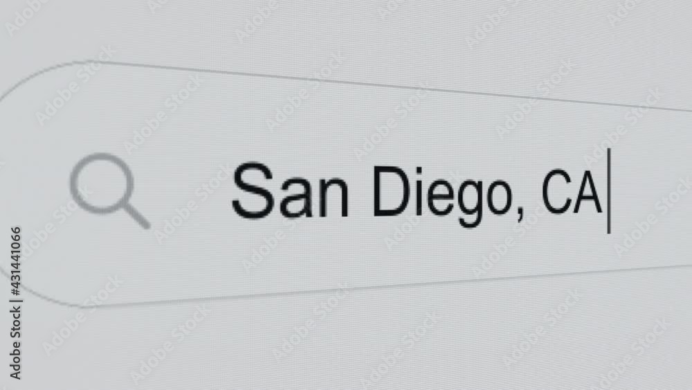 San Diego, CA - Internet browser search engine bar typing city name. San Diego, CA - Internet browser search engine bar typing city name.