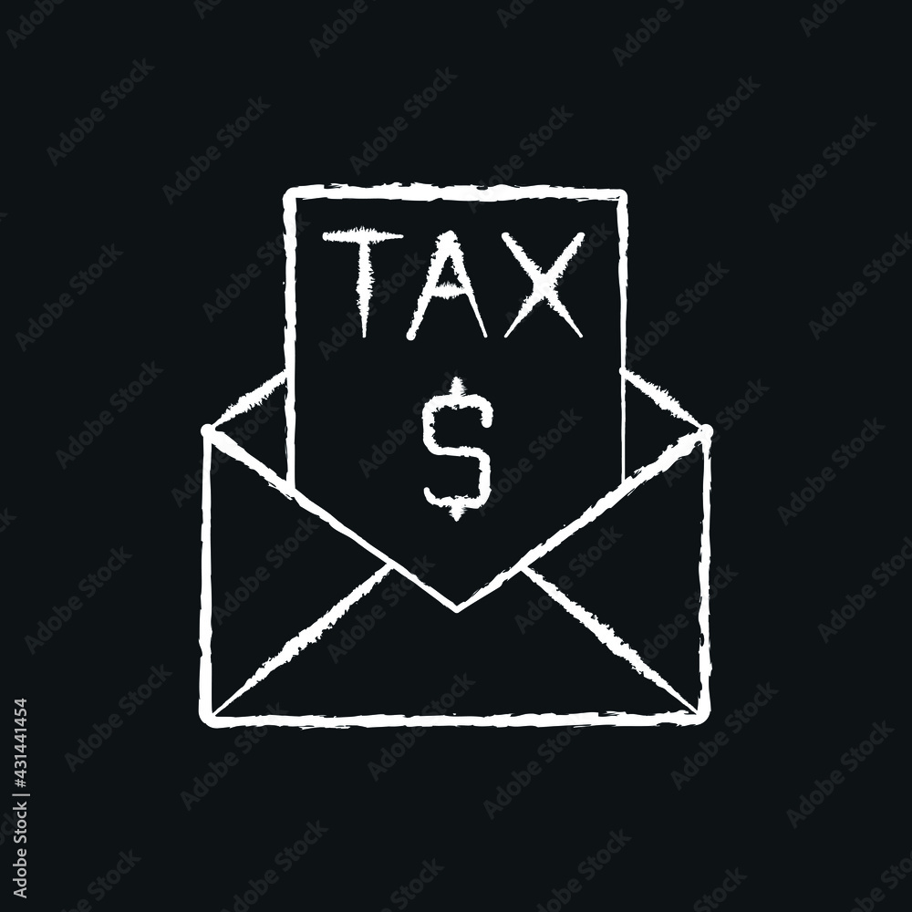 Tax form chalk icon. Taxation. Contour symbol. Vector isolated outline drawing. Tax form chalk icon. Taxation. Contour symbol. Vector isolated outline drawing.