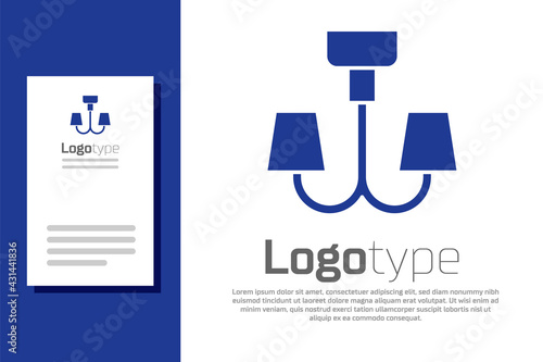 Blue Chandelier icon isolated on white background. Logo design template element. Vector