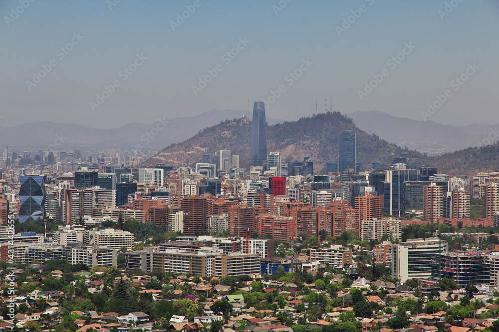 The panoramic view of Santiago city, Chile